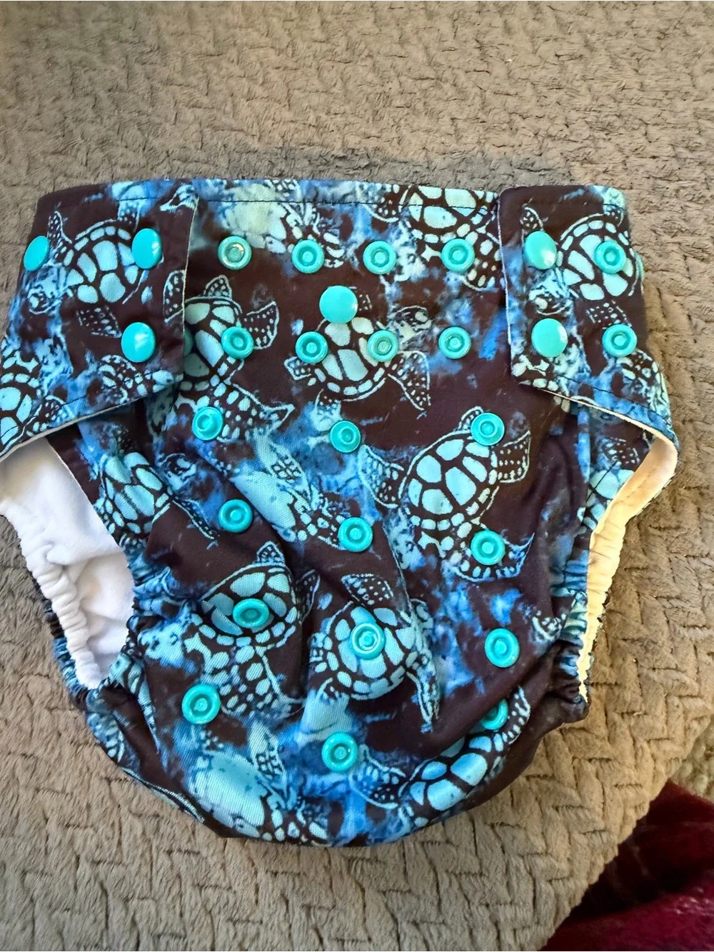 Blue Sea Turtle Print Reusable Cloth Diaper Cover